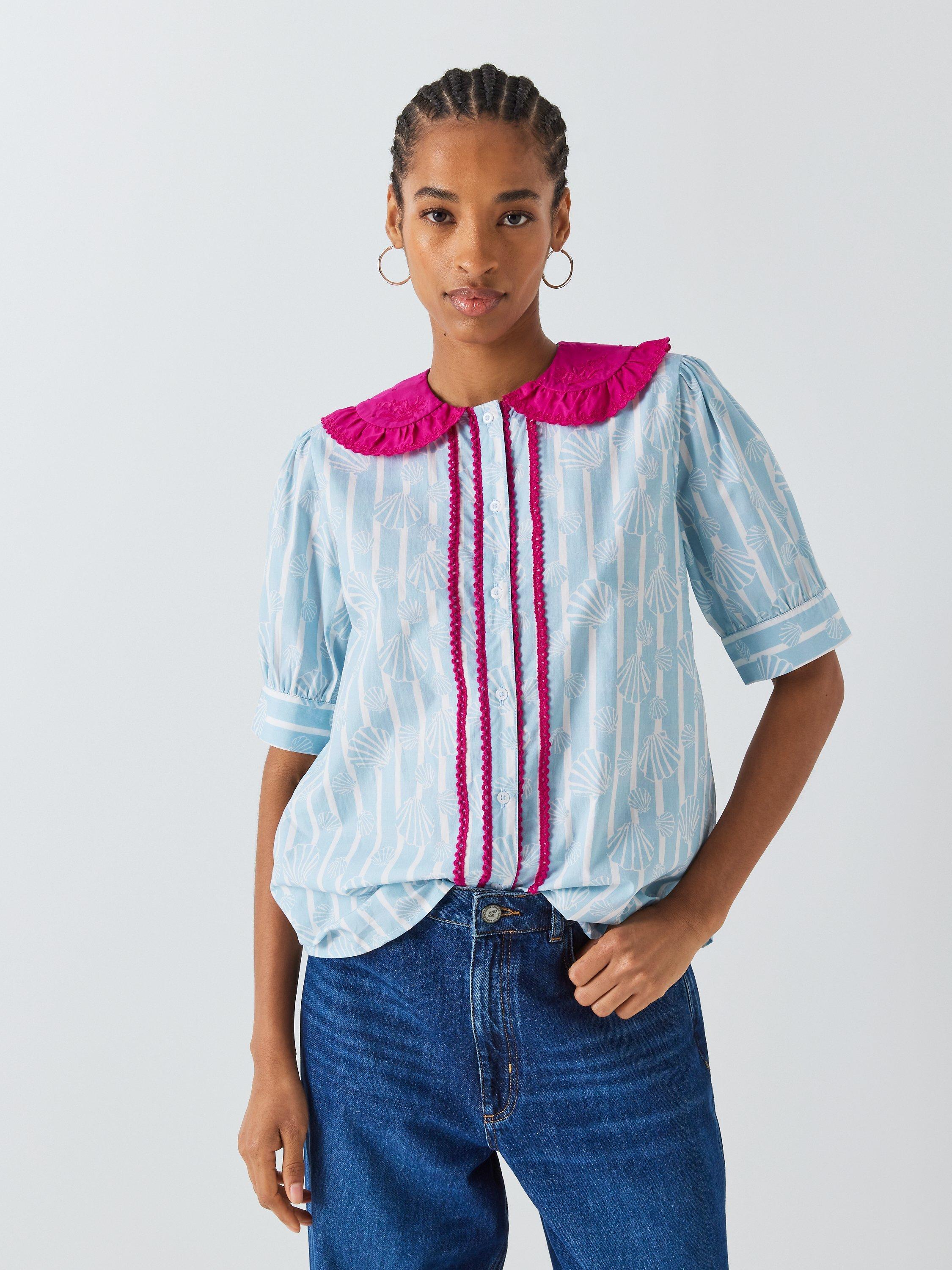 Batsheva x Laura Ashley Sioned Shells Shirt, Blue