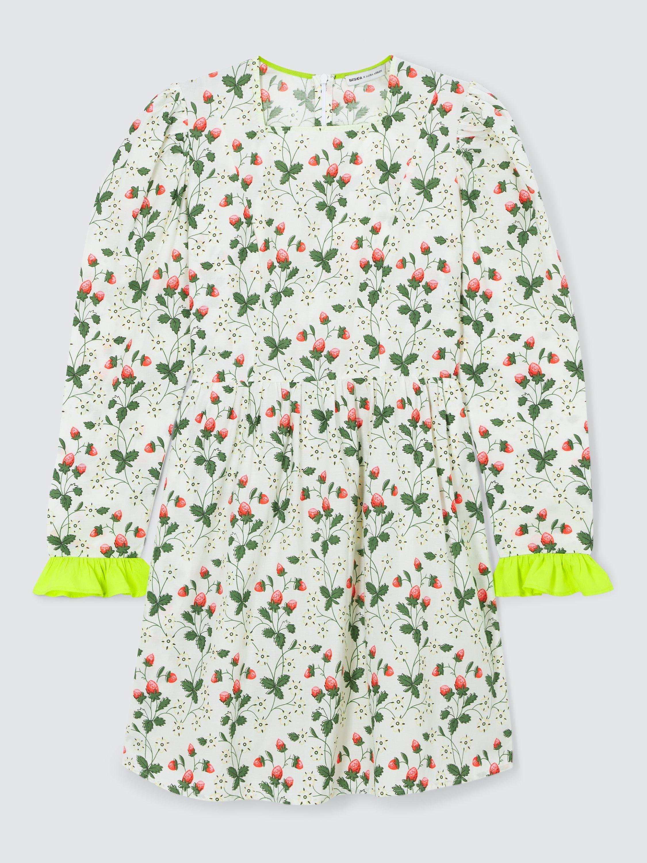 Product image 4 of 6, which shows Batsheva x Laura Ashley Prarie Strawberry Field Mini Dress, White/Multi, 14