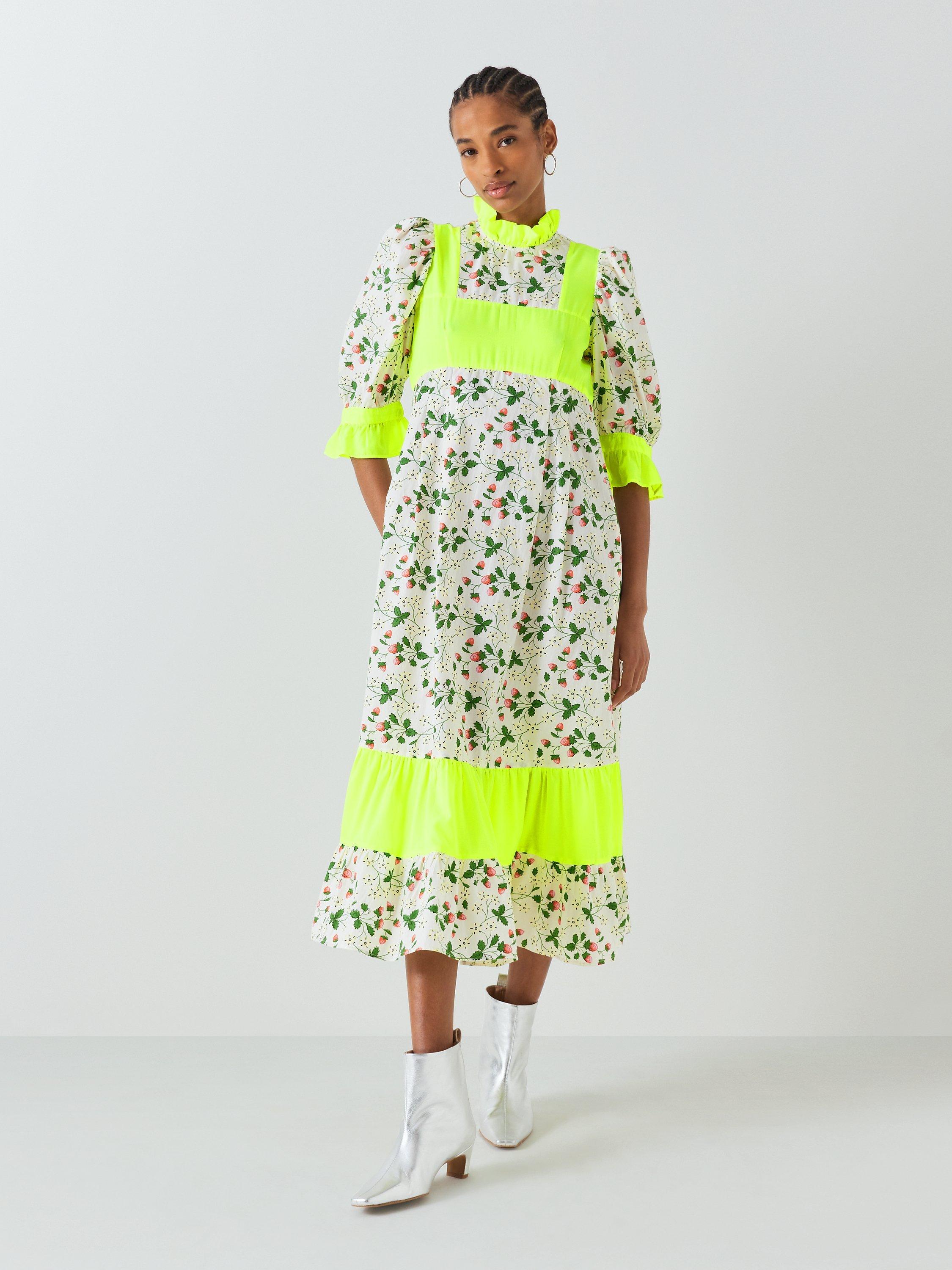 Batsheva x Laura Ashley Ruthin Strawberry Field Midi Dress, White/Multi