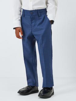John Lewis Heirloom Collection Kids' Check Suit Trousers, Navy, Navy