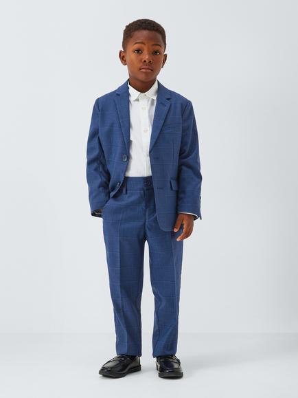 John Lewis Heirloom Collection Kids' Check Suit Trousers, Navy - view 2, Navy