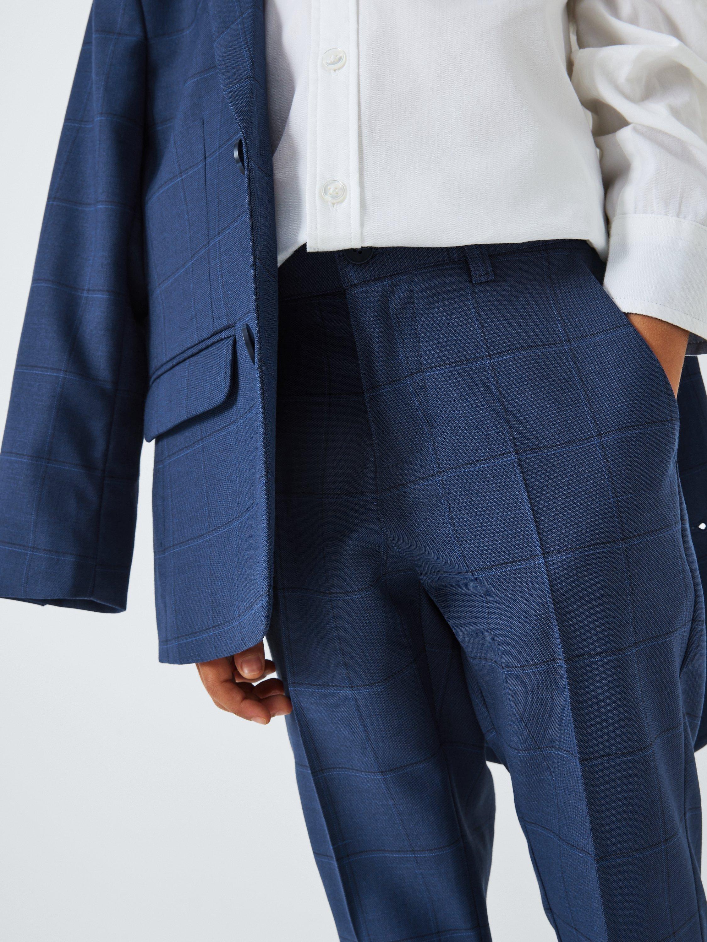 Product image 4 of 8, which shows John Lewis Heirloom Collection Kids' Check Suit Trousers, Navy, 3 years