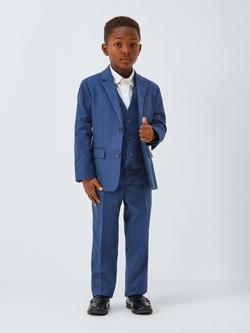 John Lewis Heirloom Collection Kids' Check Suit Jacket, Navy - view 2, Navy