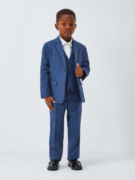 John Lewis Heirloom Collection Kids' Check Suit Jacket, Navy - view 2, Navy