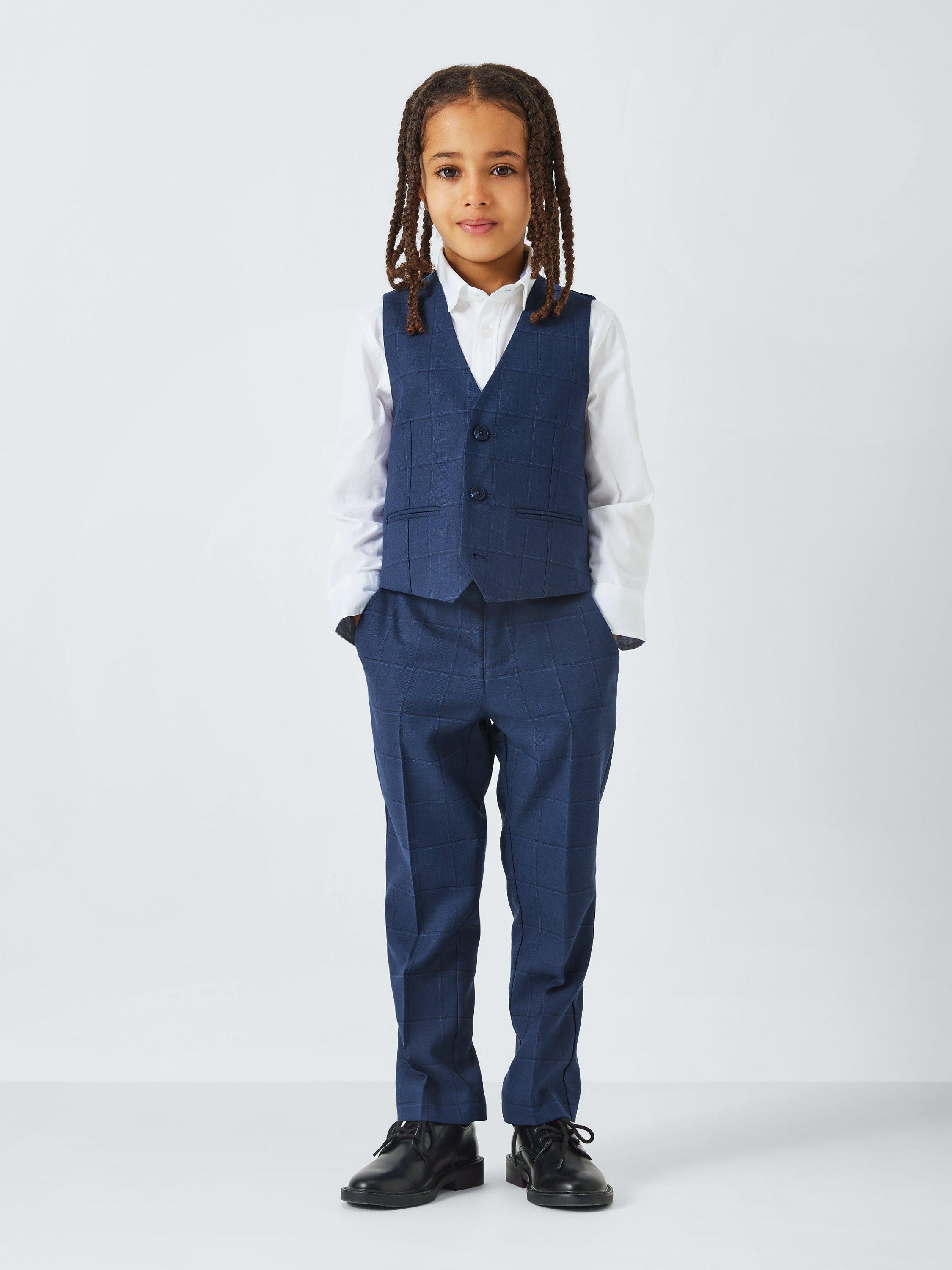 Product image 2 of 7, which shows John Lewis Heirloom Collection Kids' Check Suit Waistcoat, Navy, 3 years