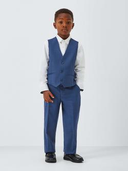 John Lewis Heirloom Collection Kids' Check Suit Waistcoat, Navy - view 2, Navy