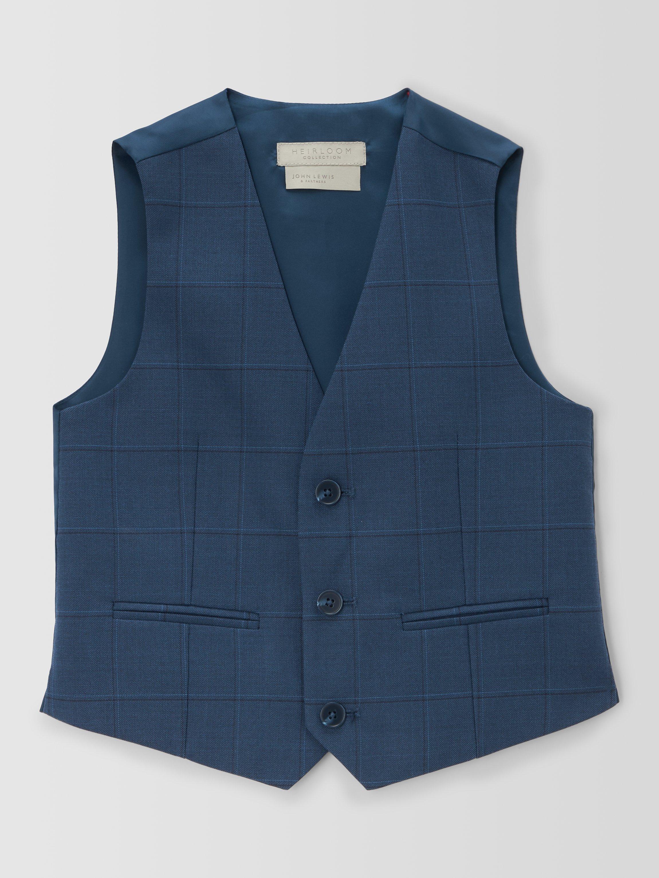 John Lewis Heirloom Collection Kids Check Suit Waistcoat Navy