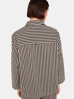 Whistles Cotton Stripe Pyjama Top - view 2, Black/Multi