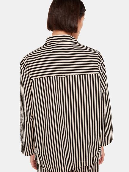 Whistles Cotton Stripe Pyjama Top - view 2, Black/Multi