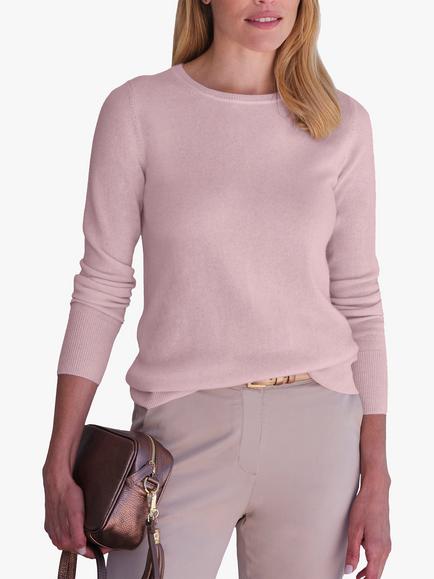 Pure Collection Crew Neck Cashmere Jumper, Rosemist