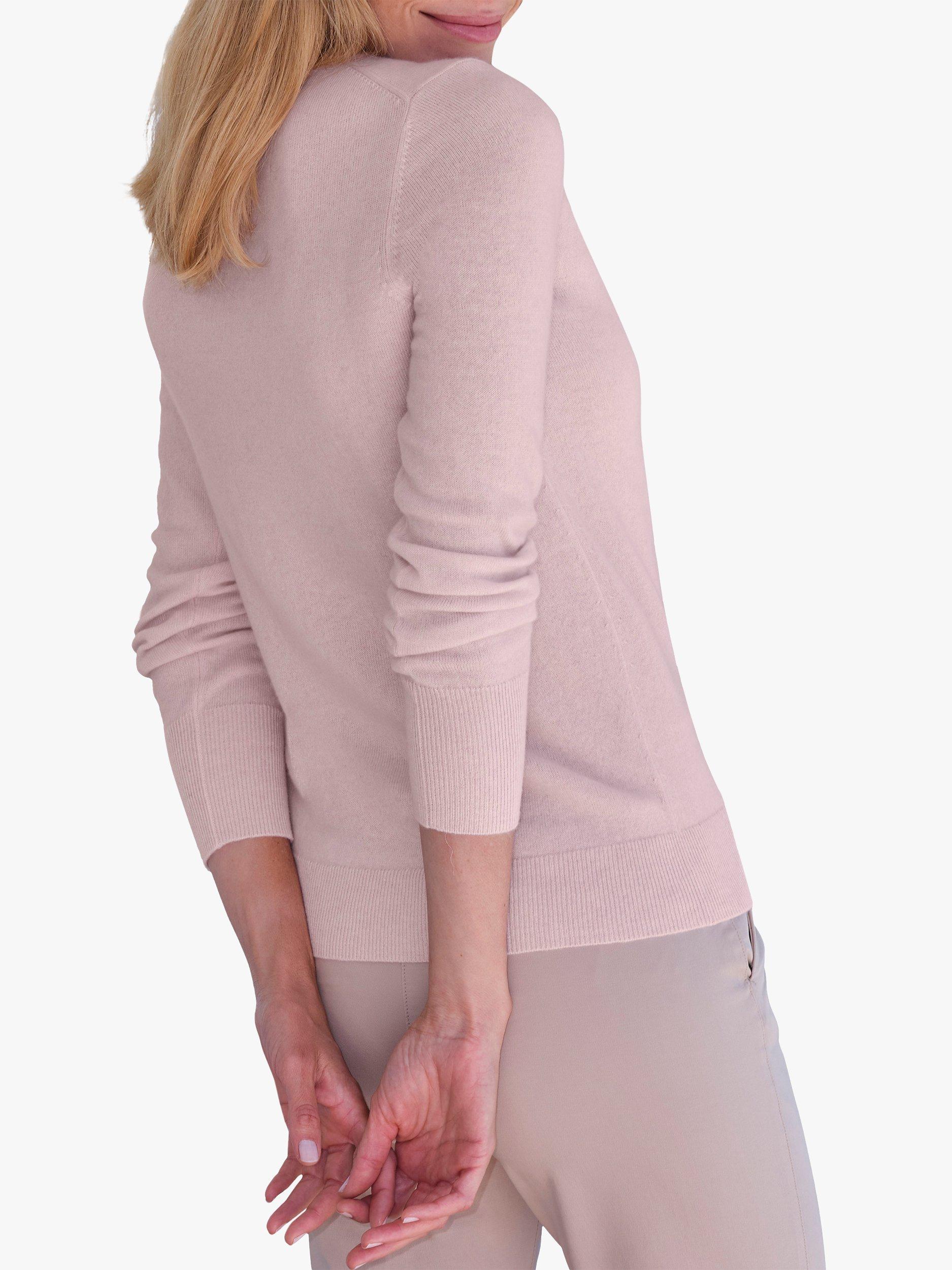 Pure Collection Crew Neck Cashmere Jumper, Rosemist, 8