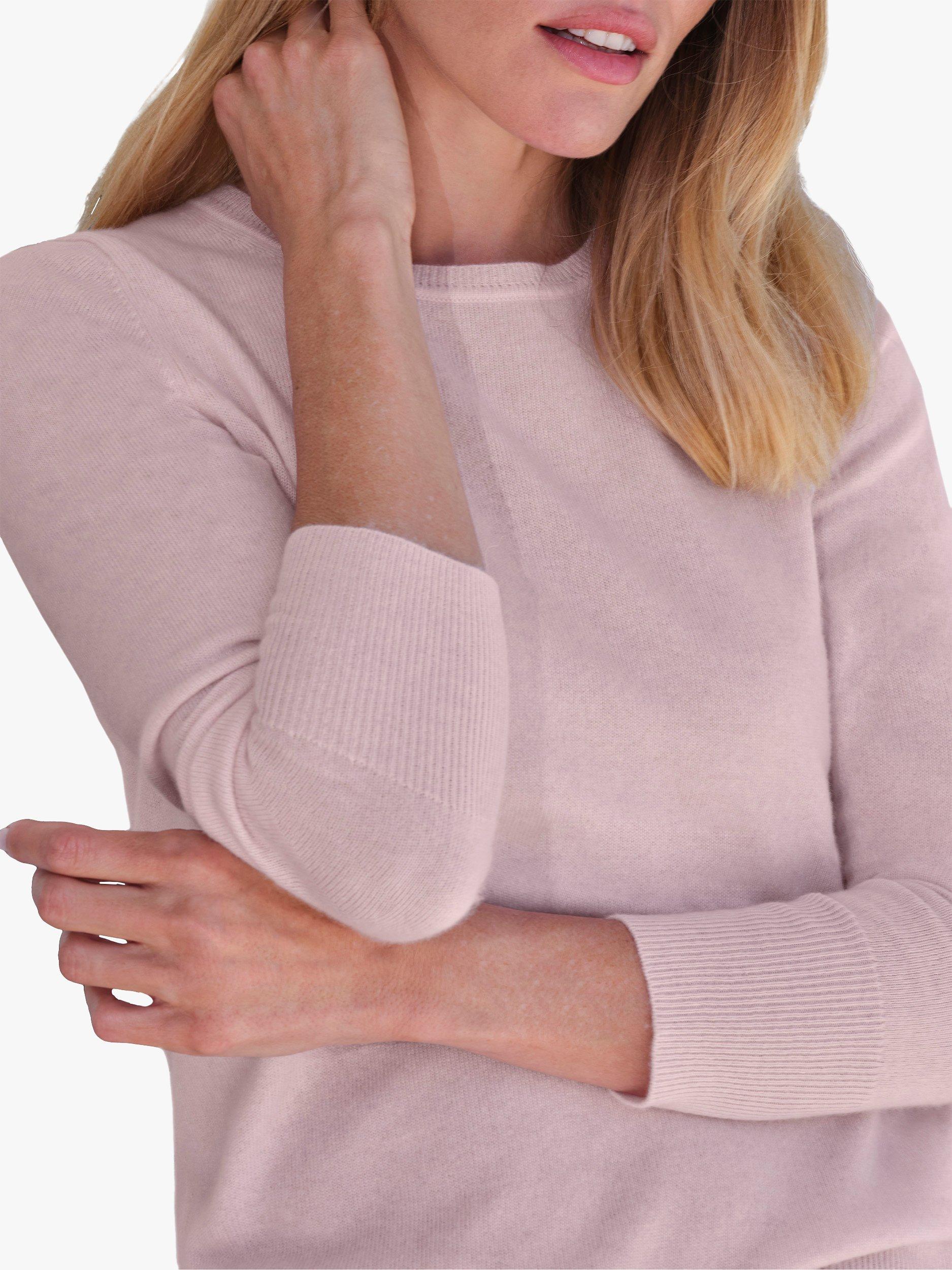 Pure Collection Crew Neck Cashmere Jumper, Rosemist, 8