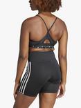 adidas Aeroreact Training Light Support 3-Stripes Sports Bra, Black/White