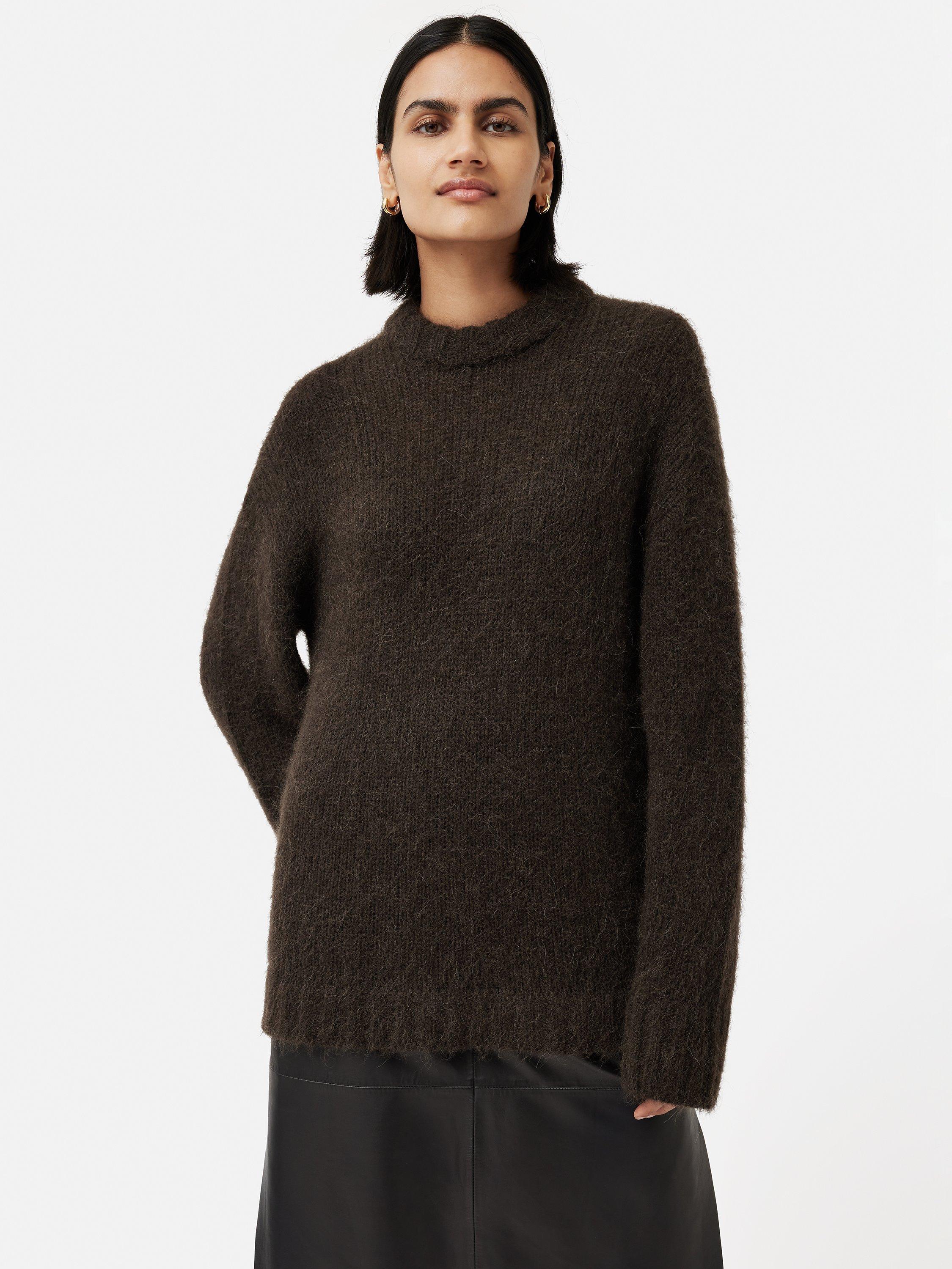 Jigsaw Alpaca Blend Oversized Jumper, Brown