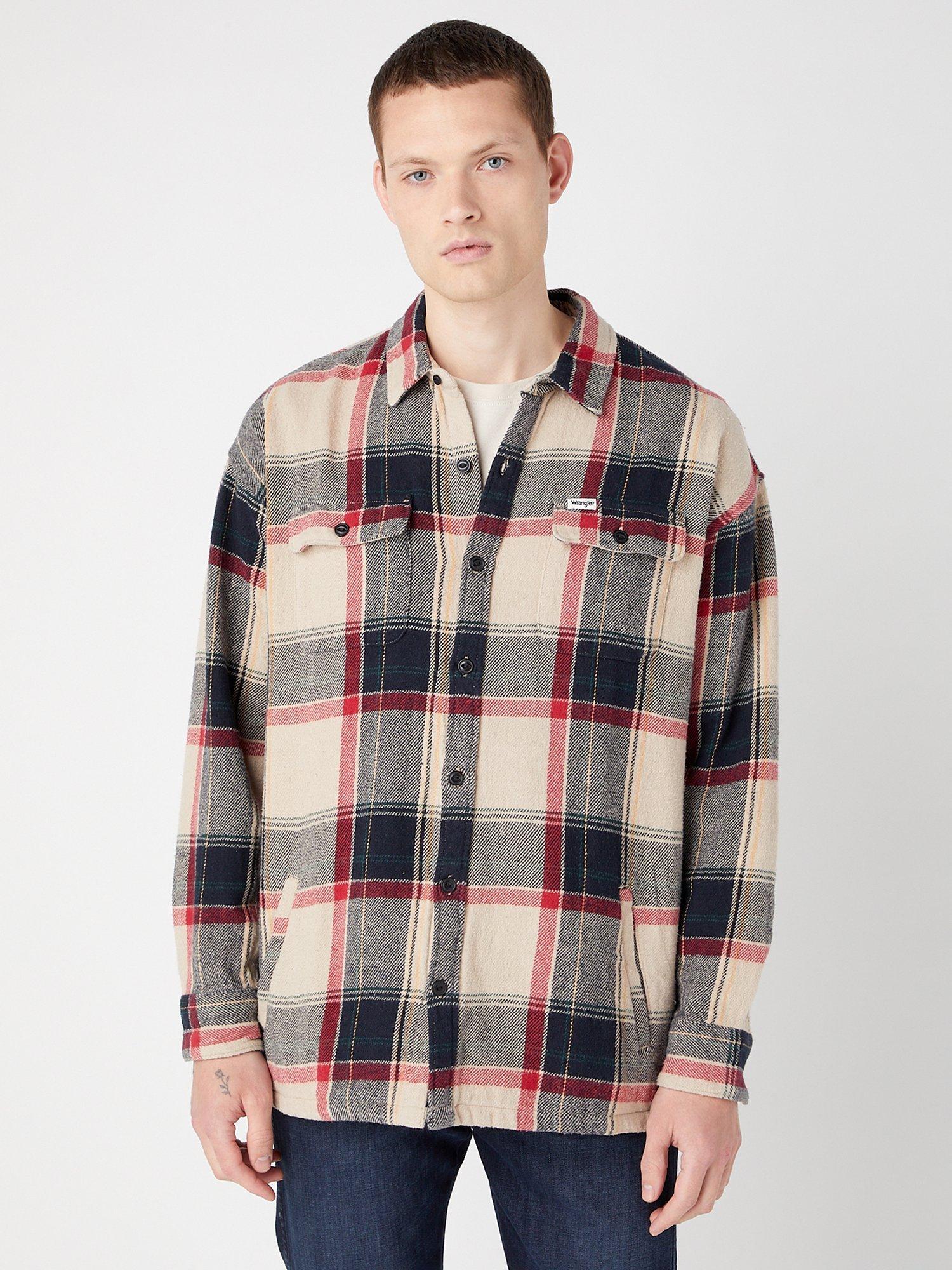 Wrangler Check Relaxed Fit Overshirt, Black/Multi