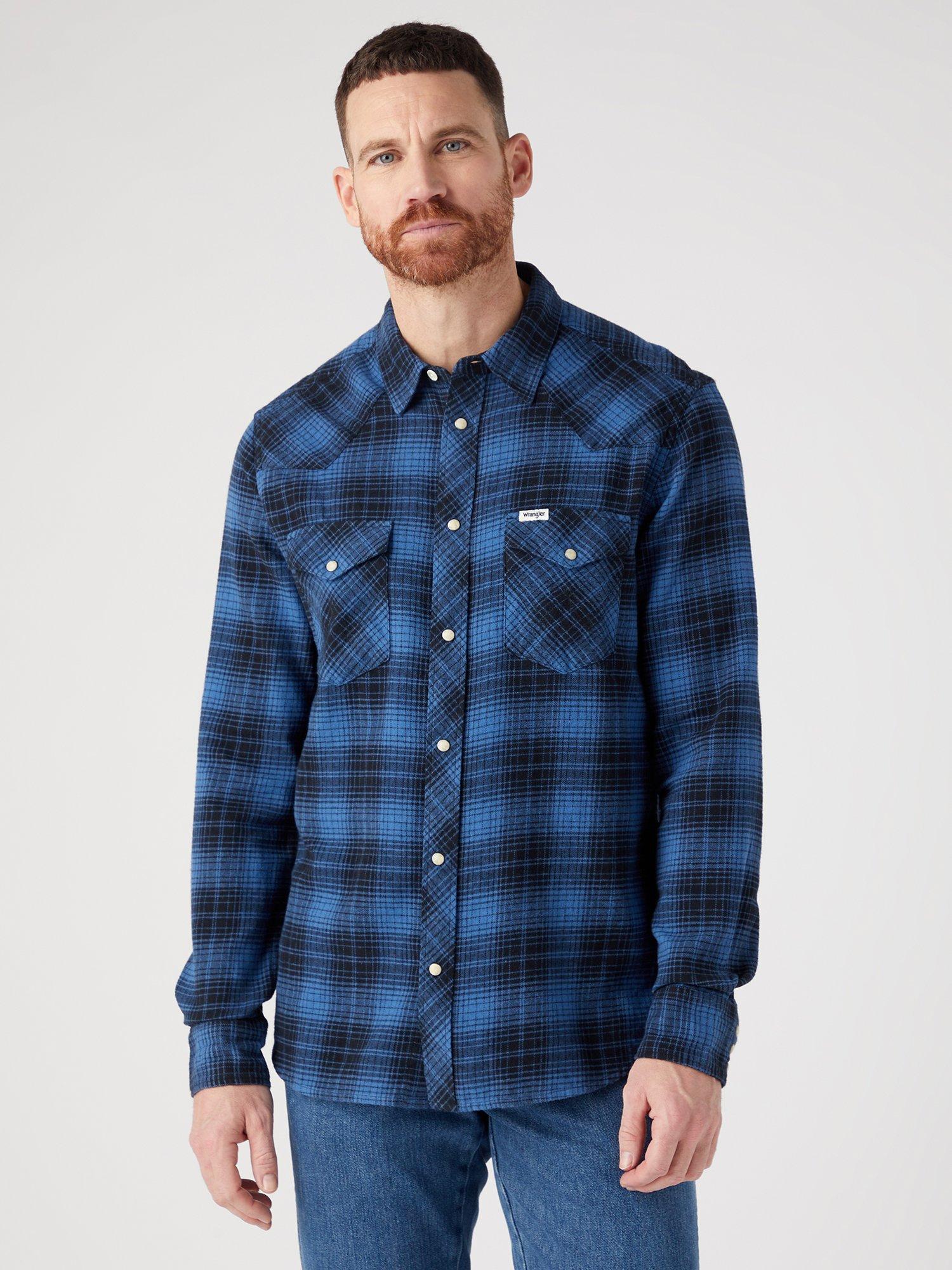 Wrangler Western Check Shirt, Federal Blue