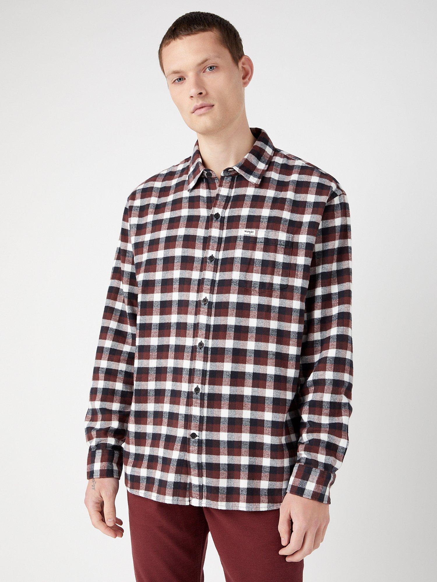 Wrangler Long Sleeve One Pocket Check Shirt, Dahlia