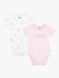 BOSS Baby Logo Monogram Short Sleeve Bodysuits, Pack Of 2, Rose