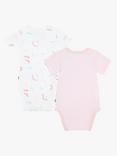 BOSS Baby Logo Monogram Short Sleeve Bodysuits, Pack Of 2, Rose