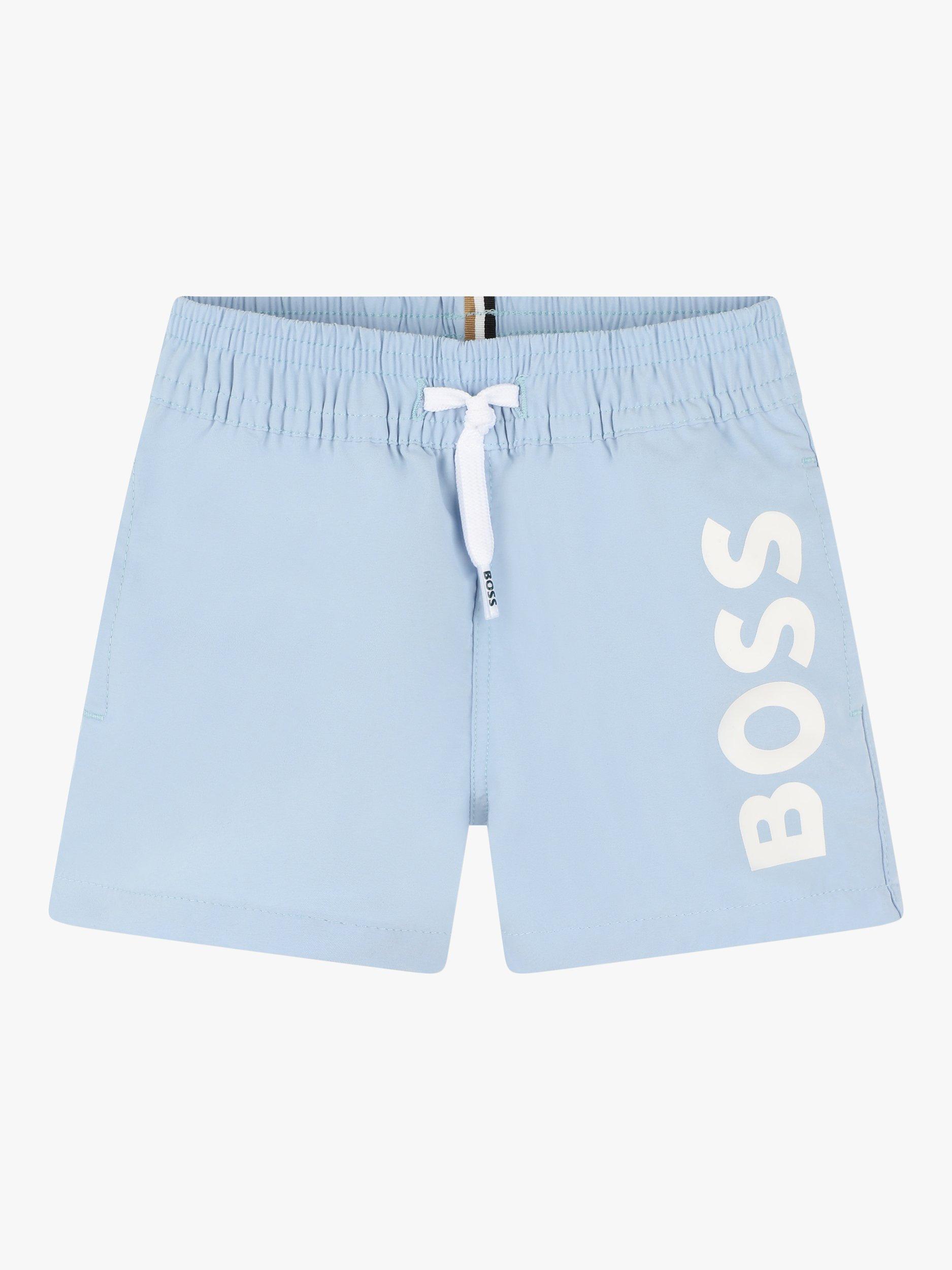 BOSS Baby Logo Drawstring Swim Shorts, Light Blue
