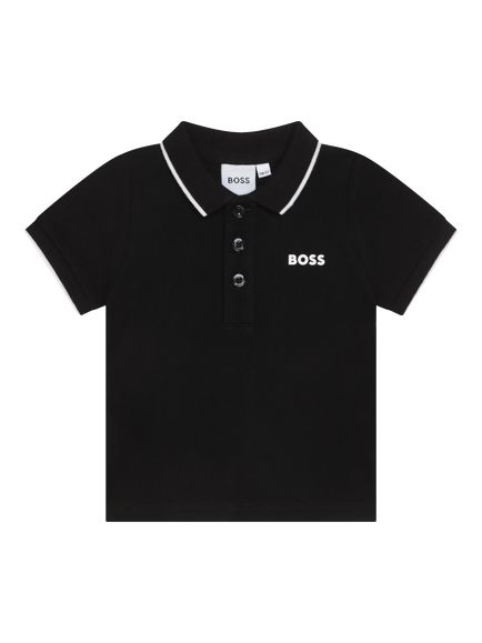 HUGO BOSS Baby Short Sleeve Polo Shirt, Black, Black