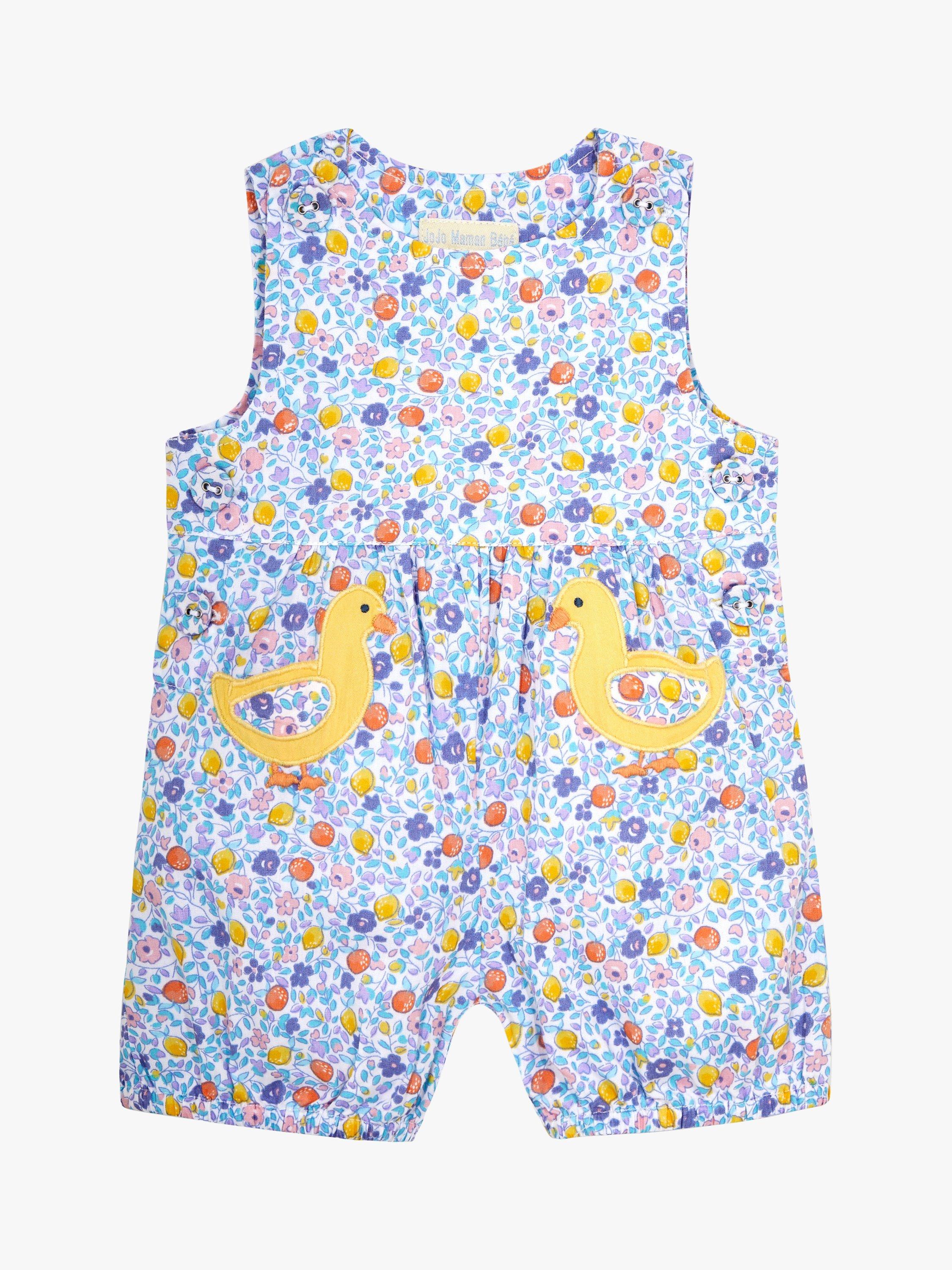 JoJo Maman Bébé Baby Duck Applique Pocket Ditsy Floral Dungarees, Lilac