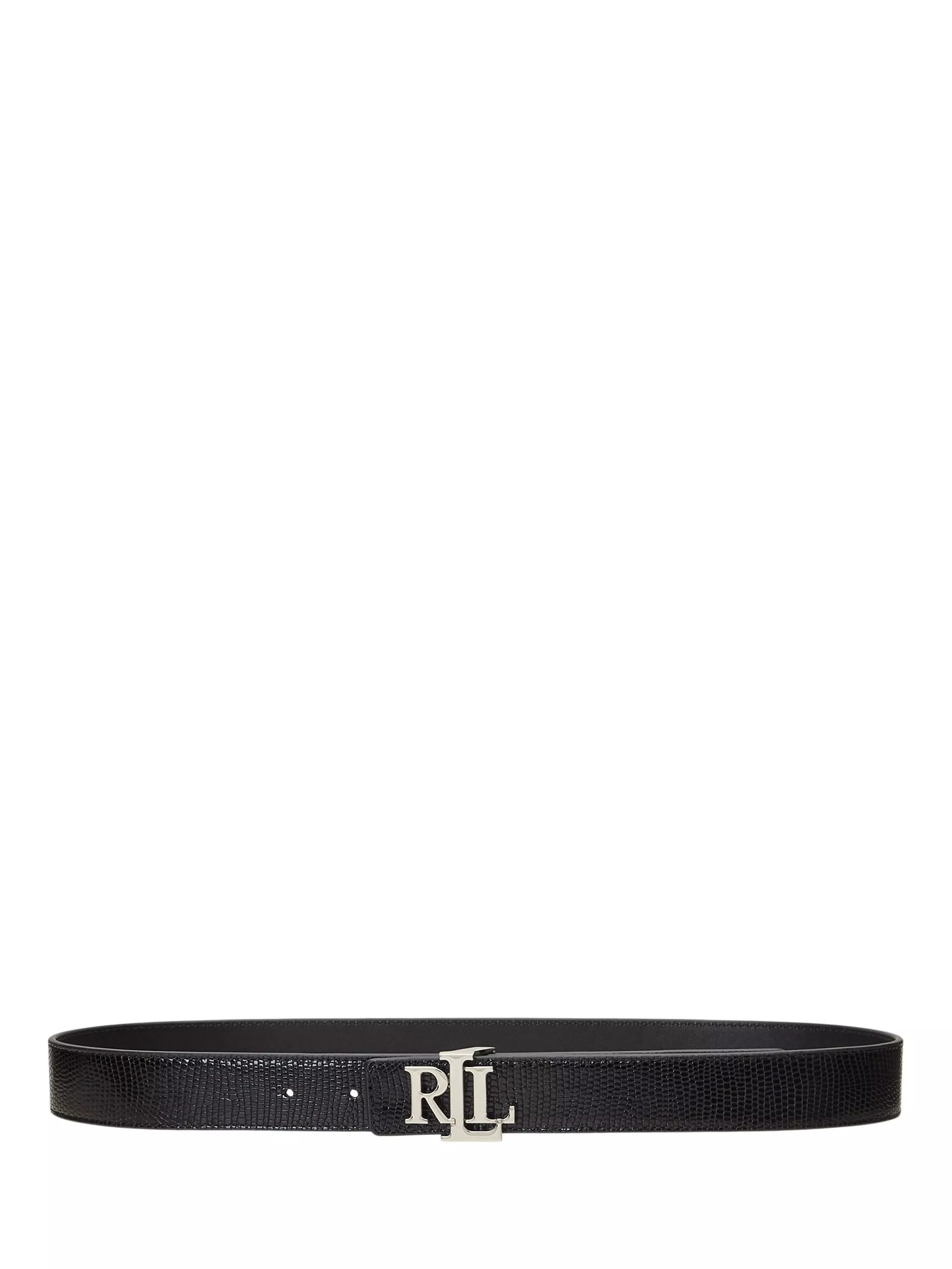 Lauren Ralph Lauren Lizard Texture Reversible Leather Belt, Black/Black