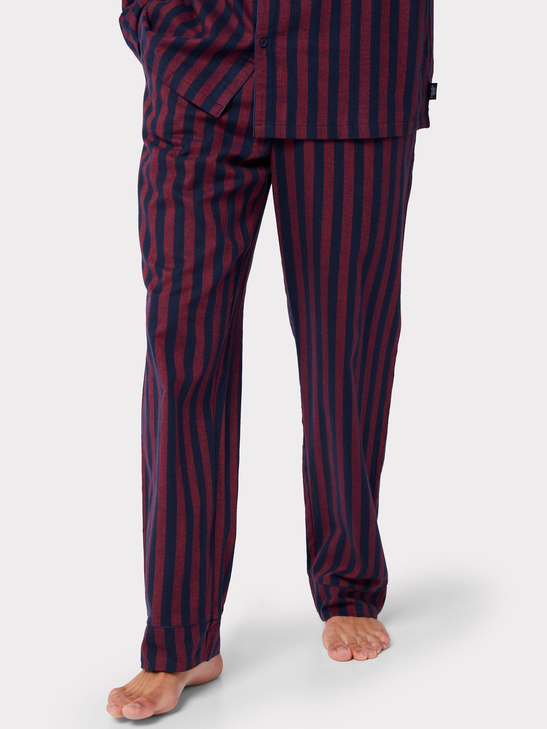 Chelsea Peers Flannel Stripe Print Pyjama Bottoms Red Navy