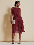 Jolie Moi Embellished Tie Chiffon Midi Dress, Burgundy