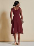 Jolie Moi Embellished Tie Chiffon Midi Dress, Burgundy