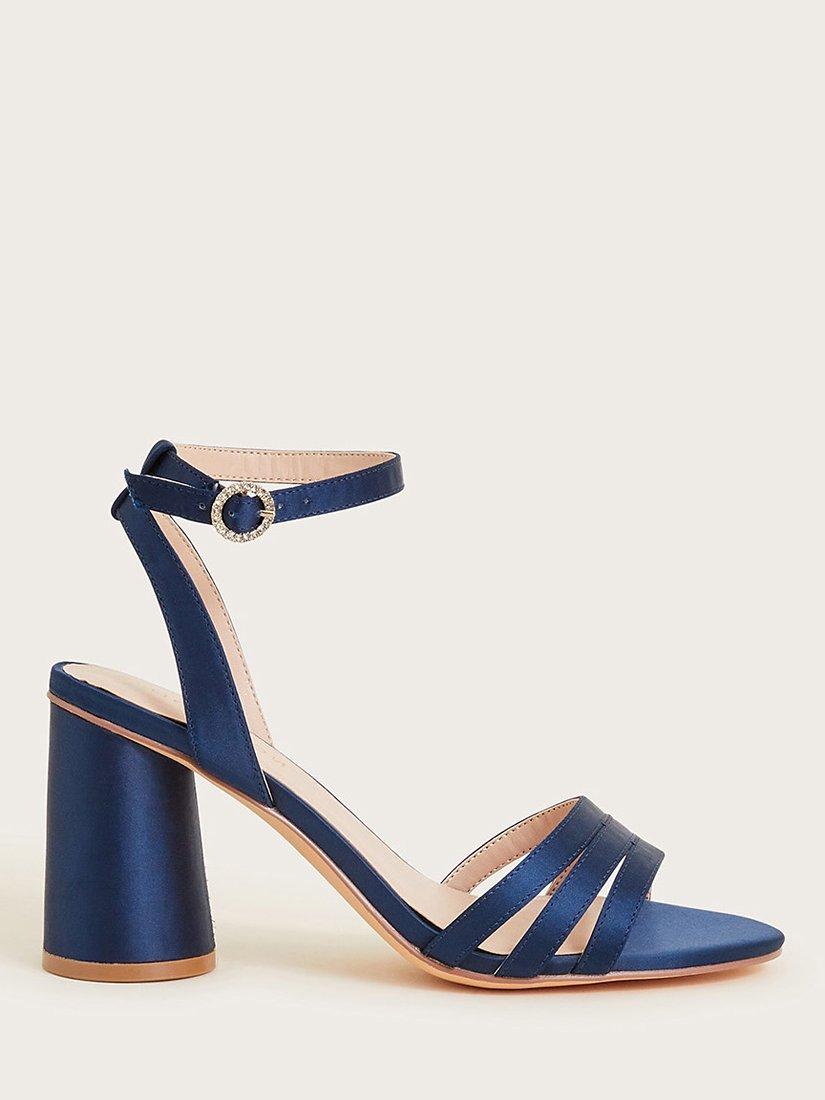 Monsoon Trio Strap Block Heel Sandals, Navy, 5