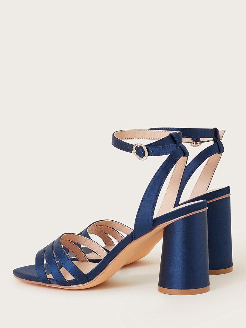 Monsoon Trio Strap Block Heel Sandals, Navy, 5