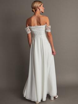 Monsoon Maddie Lace Bardot Wedding Dress, Ivory - view 2, Ivory