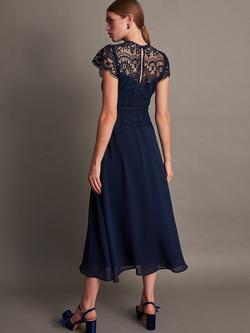 Monsoon Monica Lace Midi Dress - view 2, Navy