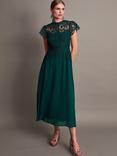 Monsoon Monica Lace Midi Dress, Green