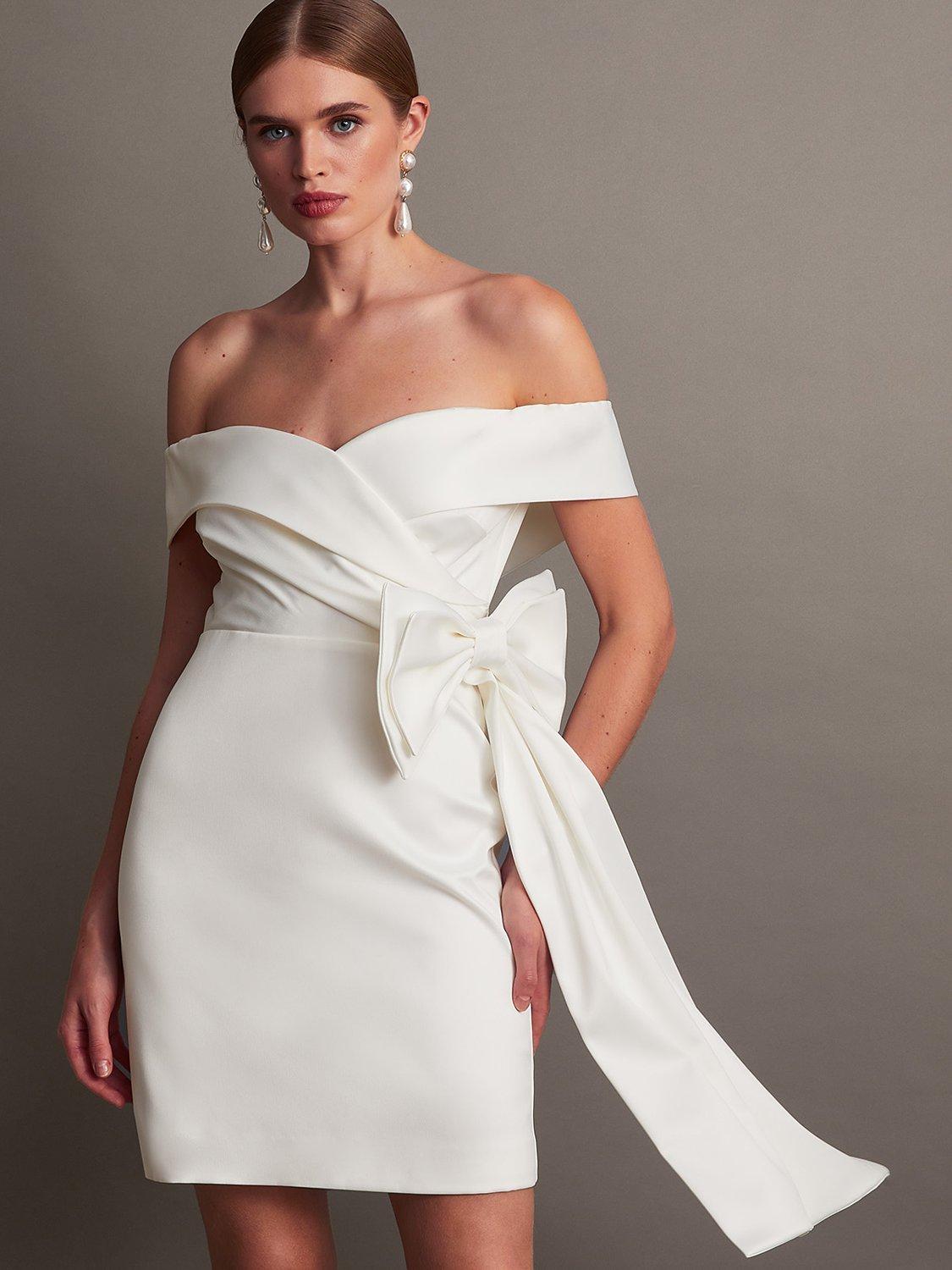 Product image 1 of 5, which shows Monsoon Enrique Mini Wedding Dress, Ivory, 6