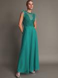 Monsoon Irina Embelished Ruffle Maxi Dress, Green