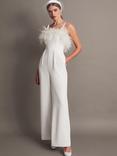 Monsoon Diane Feather Bridal Jumpsuit, Ivory