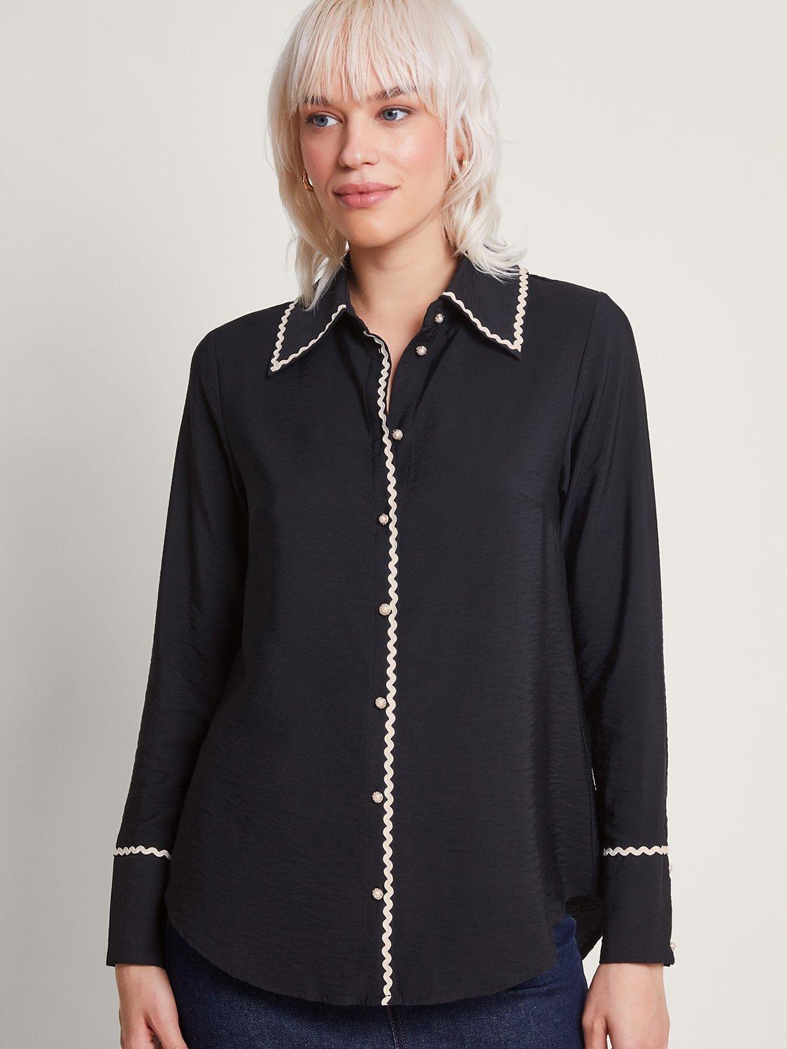 Monsoon Rhea Ric Rac Shirt, Black