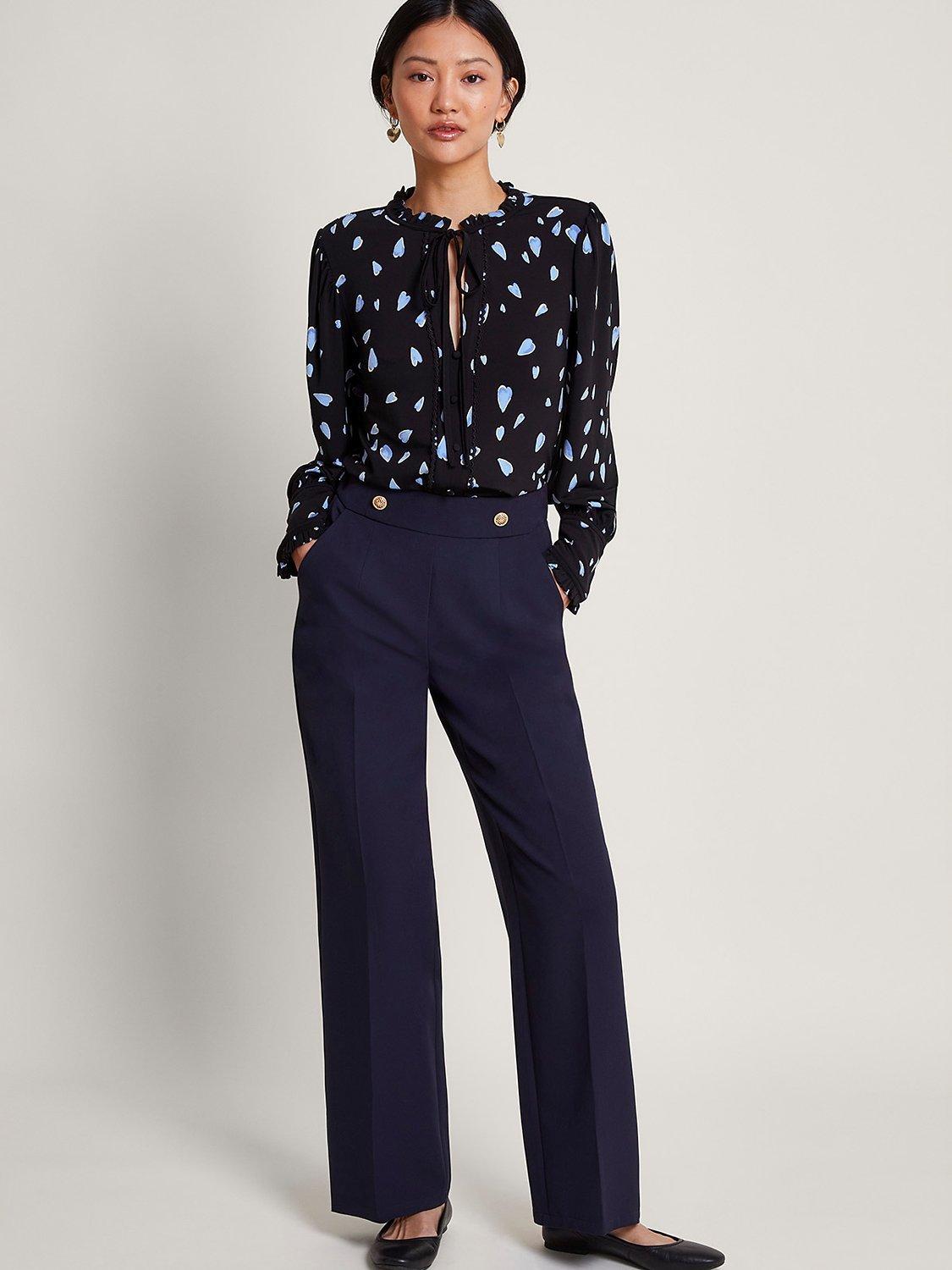 Monsoon Hetty Heart Print Top, Black/Multi