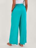 Monsoon Vicki Linen Blend Wide Leg Trousers, Turquoise