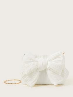 Monsoon Pleated Bow Bag, Ivory, Ivory