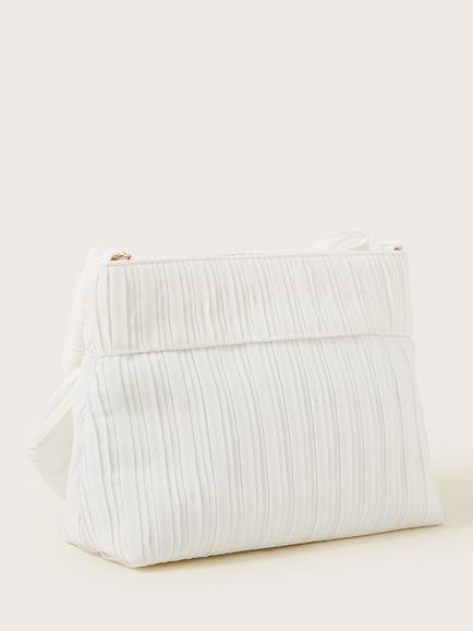 Monsoon Pleated Bow Bag, Ivory - view 2, Ivory