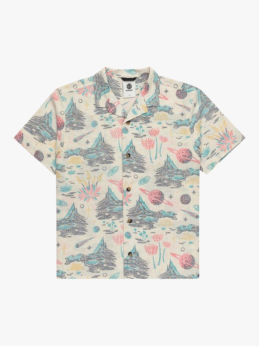Product image 1 of 2, which shows Element Kids' Thalweg Linen Blend Short Sleeve Shirt, Beige/Multi, 16 years