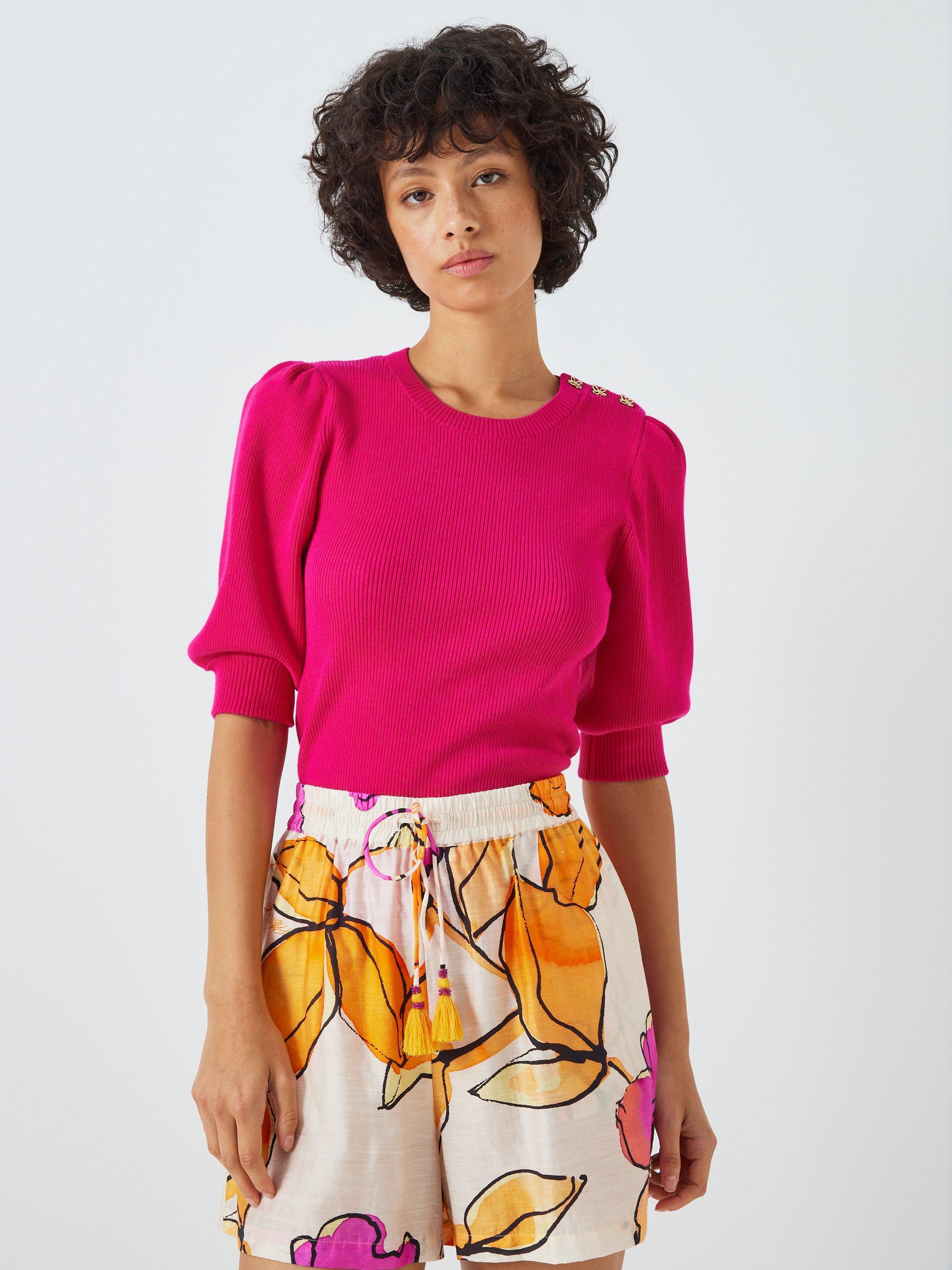 Fabienne Chapot Lillian Short Sleeve Jumper, Hot Pink