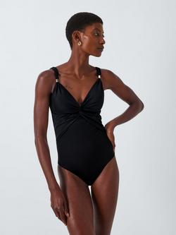 John Lewis Twist Medium Control Swimsuit, Black, Black