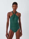 John Lewis Bermuda Twist Neck Swimsuit, Green