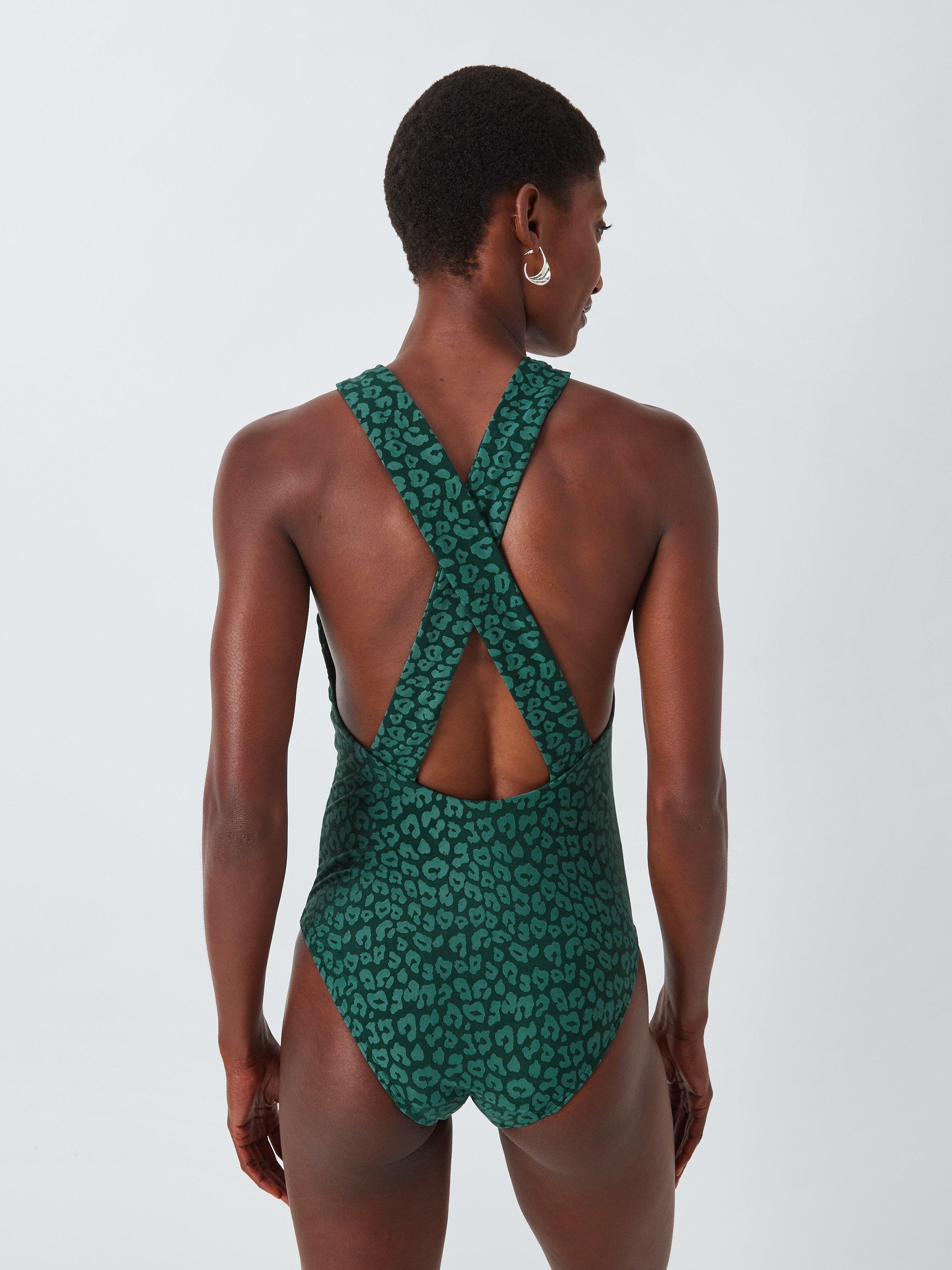 John Lewis Bermuda Twist Neck Swimsuit Green