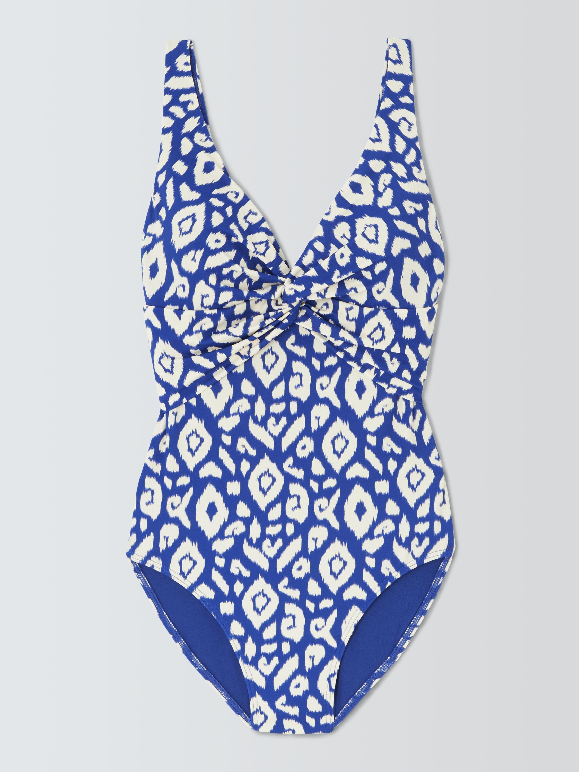 John Lewis Maya Aztec Twist Swimsuit, Blue, 10