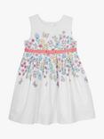 JoJo Maman Bébé Baby Butterfly Floral Print Dress, White/Multi